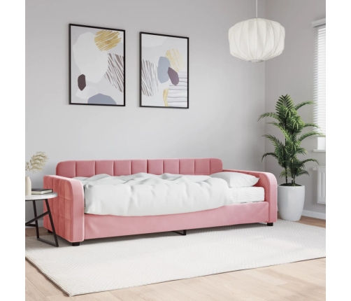 Sofá cama con colchón terciopelo rosa 80x200 cm