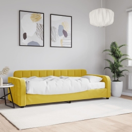 Sofá cama con colchón terciopelo amarillo 80x200 cm