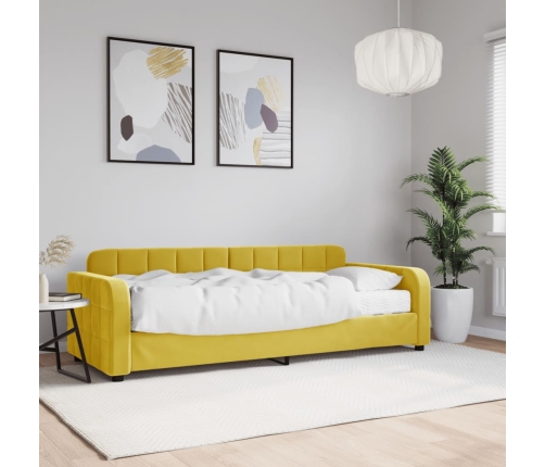 Sofá cama con colchón terciopelo amarillo 80x200 cm