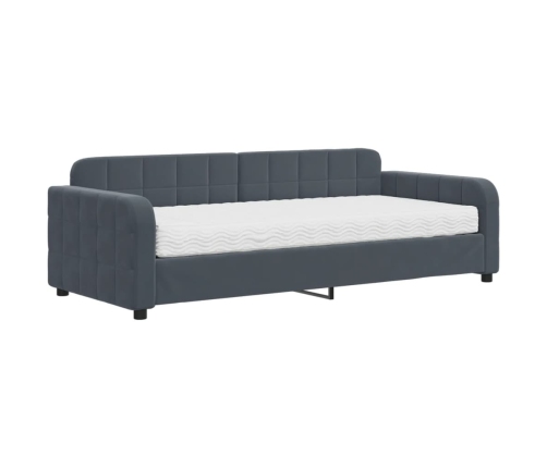 Sofá cama con colchón terciopelo gris oscuro 90x200 cm