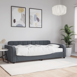 Sofá cama con colchón terciopelo gris oscuro 90x200 cm