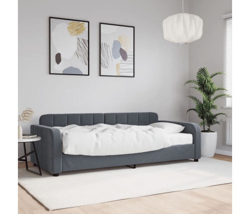 Sofá cama con colchón terciopelo gris oscuro 90x200 cm