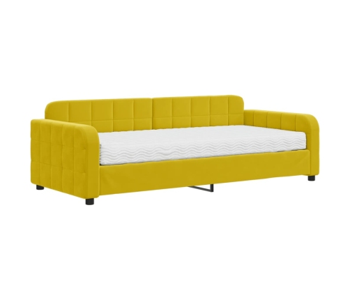 Sofá cama con colchón terciopelo amarillo 90x200 cm