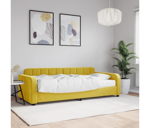 Sofá cama con colchón terciopelo amarillo 90x200 cm