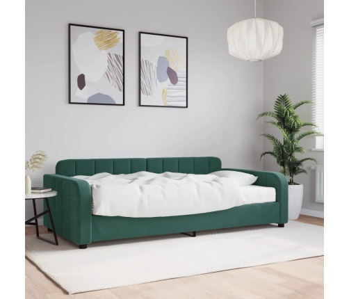 Sofá cama con colchón terciopelo verde oscuro 100x200 cm