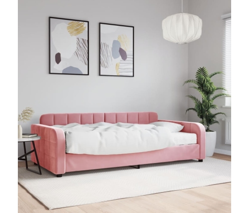 Sofá cama con colchón terciopelo rosa 100x200 cm