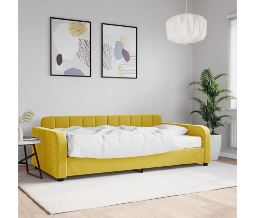 Sofá cama con colchón terciopelo amarillo 100x200 cm