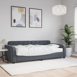 Sofá cama con colchón terciopelo gris oscuro 90x190 cm