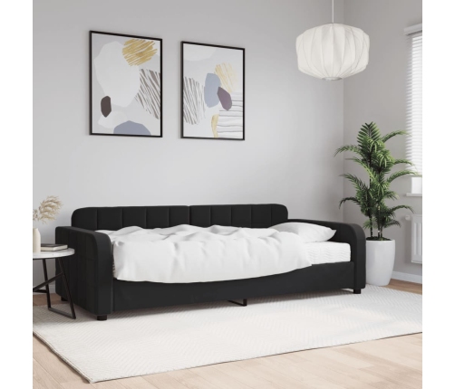 Sofá cama con colchón terciopelo negro 90x190 cm