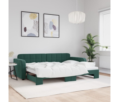 Sofá cama nido terciopelo verde oscuro 80x200 cm