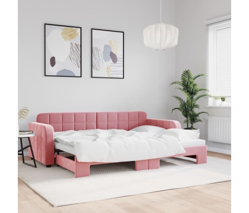 Sofá cama nido terciopelo rosa 80x200 cm