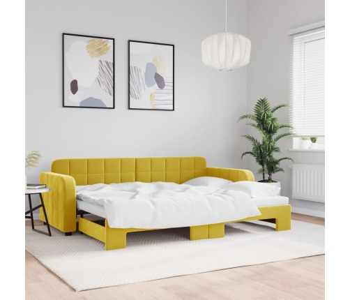 Sofá cama nido terciopelo amarillo 80x200 cm