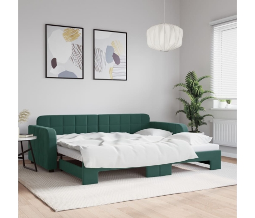 Sofá cama nido terciopelo verde oscuro 90x200 cm