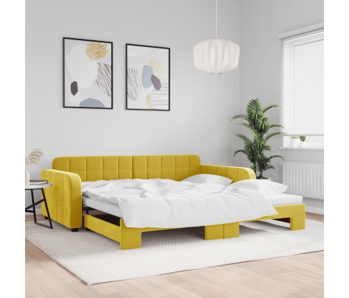 Sofá cama nido terciopelo amarillo 100x200 cm