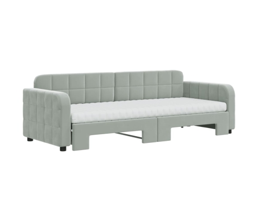 Sofá cama nido con colchón terciopelo gris claro 80x200 cm