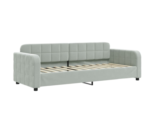 Sofá cama nido con colchón terciopelo gris claro 80x200 cm