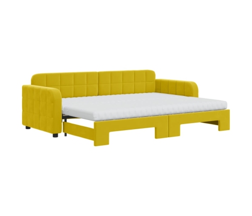 Sofá cama nido con cajones terciopelo amarillo 80x200 cm