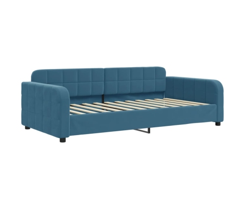 Sofá cama nido con colchón terciopelo azul 100x200 cm