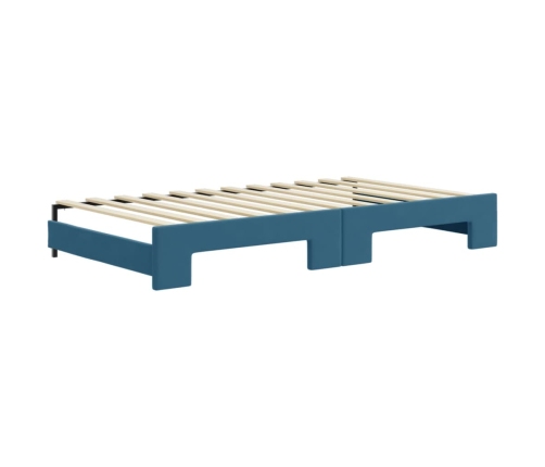 Sofá cama nido con colchón terciopelo azul 100x200 cm