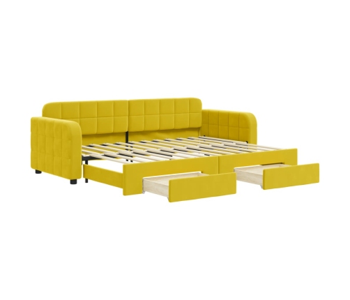 Sofá cama nido con cajones terciopelo amarillo 80x200 cm