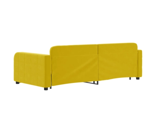 Sofá cama nido con cajones terciopelo amarillo 90x200 cm