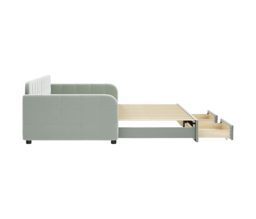 Sofá cama nido con cajones terciopelo gris claro 100x200 cm