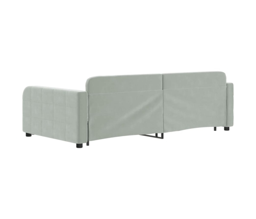 Sofá cama nido con cajones terciopelo gris claro 100x200 cm