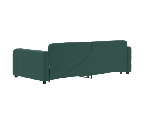 Sofá cama nido con cajones terciopelo verde oscuro 100x200 cm