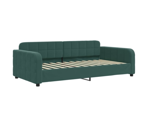 Sofá cama nido con cajones terciopelo verde oscuro 100x200 cm