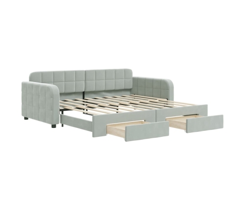 vidaXL Sofá cama nido con cajones terciopelo gris claro 90x190 cm