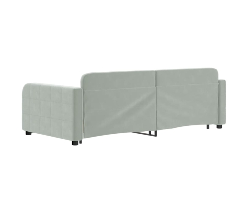 vidaXL Sofá cama nido con cajones terciopelo gris claro 90x190 cm