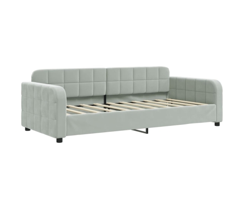 vidaXL Sofá cama nido con cajones terciopelo gris claro 90x190 cm