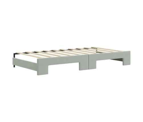 vidaXL Sofá cama nido con cajones terciopelo gris claro 90x190 cm