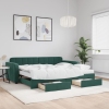 Sofá cama nido con cajones terciopelo verde oscuro 90x200 cm