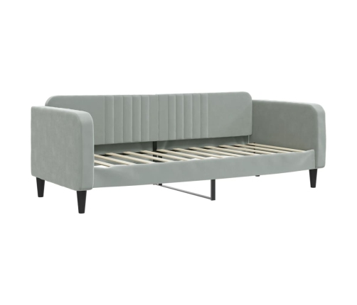 Sofá cama con colchón terciopelo gris claro 80x200 cm