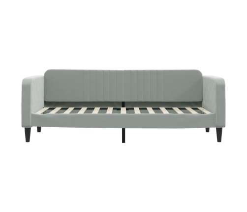 Sofá cama con colchón terciopelo gris claro 80x200 cm