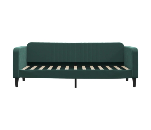 Sofá cama con colchón terciopelo verde oscuro 80x200 cm