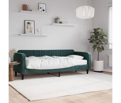 Sofá cama con colchón terciopelo verde oscuro 80x200 cm