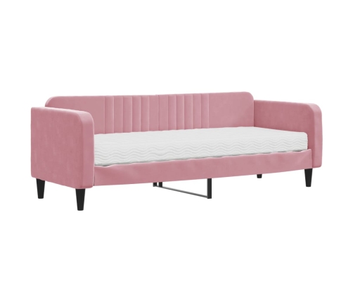 Sofá cama con colchón terciopelo rosa 80x200 cm