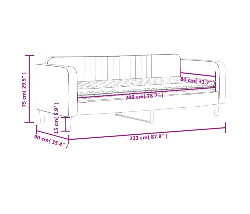 Sofá cama con colchón terciopelo rosa 80x200 cm