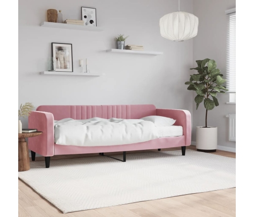 Sofá cama con colchón terciopelo rosa 80x200 cm