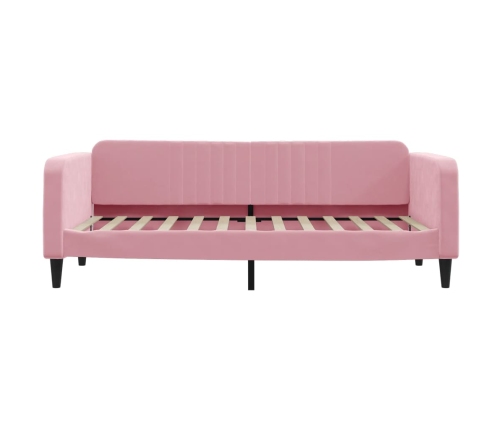 Sofá cama con colchón terciopelo rosa 90x200 cm