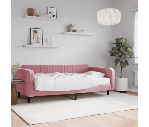 Sofá cama con colchón terciopelo rosa 100x200 cm