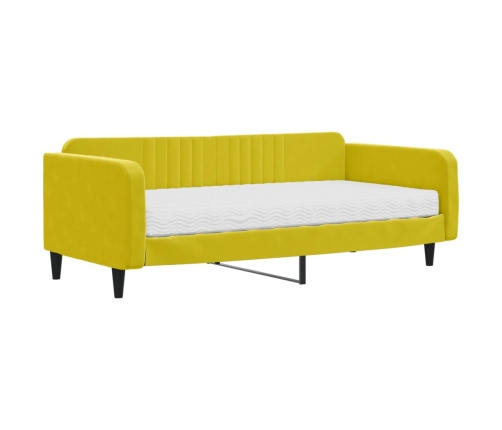 vidaXL Sofá cama con colchón terciopelo amarillo 100x200 cm