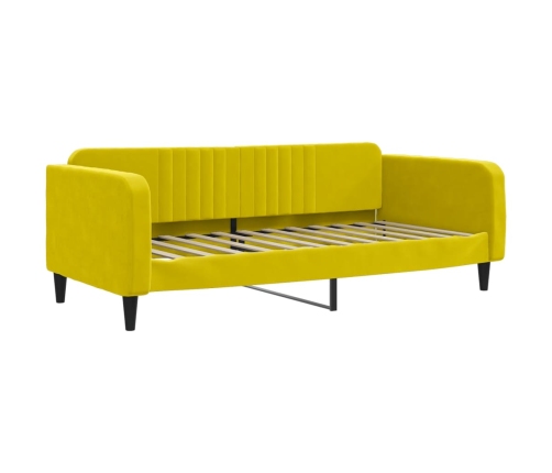 vidaXL Sofá cama con colchón terciopelo amarillo 100x200 cm