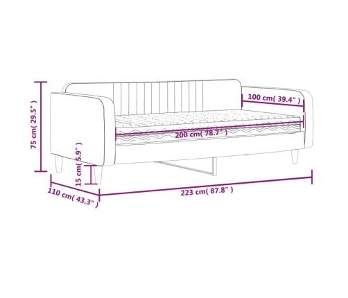 vidaXL Sofá cama con colchón terciopelo amarillo 100x200 cm