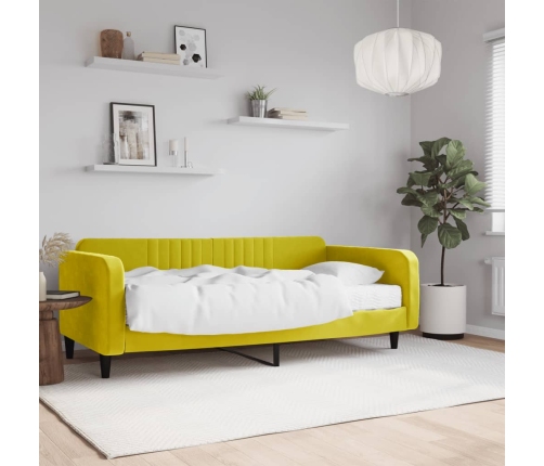 vidaXL Sofá cama con colchón terciopelo amarillo 100x200 cm