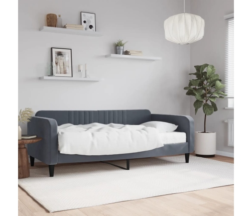 Sofá cama con colchón terciopelo gris oscuro 90x190 cm