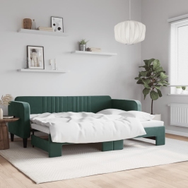 Sofá cama nido terciopelo verde oscuro 80x200 cm
