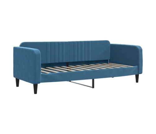 Sofá cama nido con colchón terciopelo azul 80x200 cm